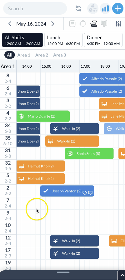 Resv reservations mobile timeline hor