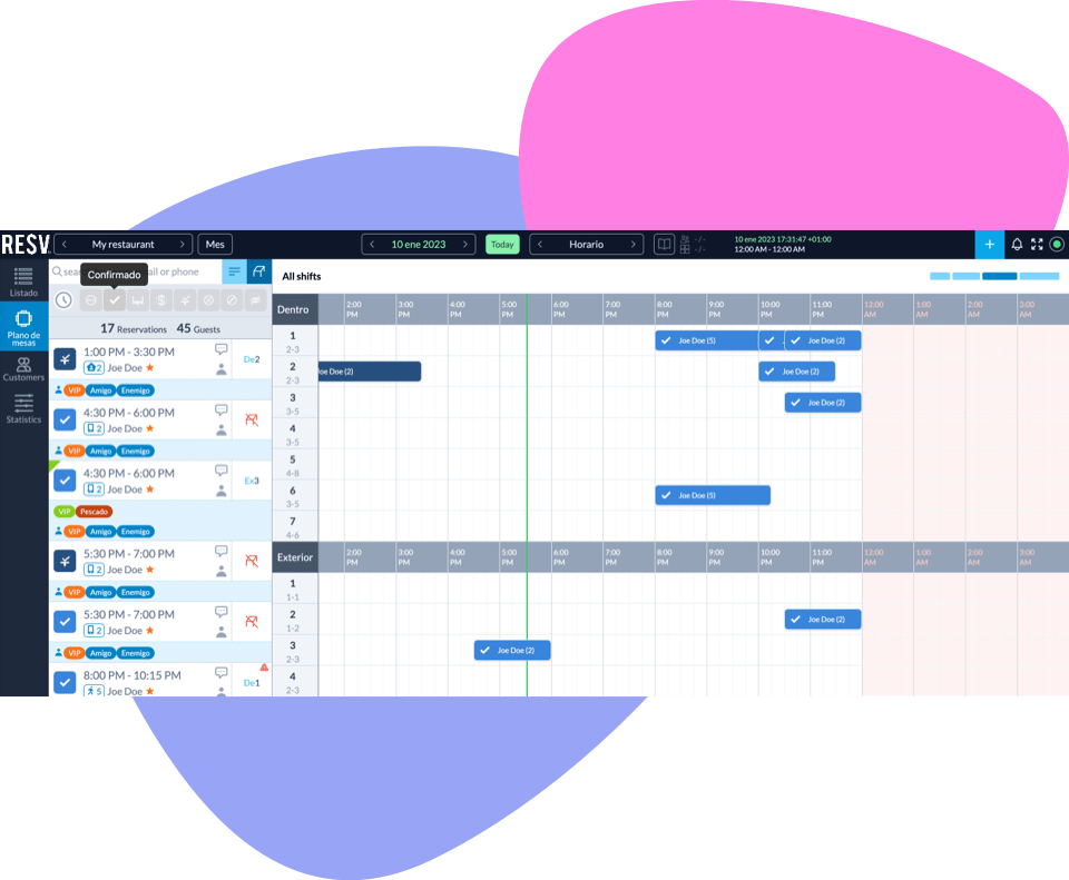 Resv tr restaurant reservations view timeline bookings